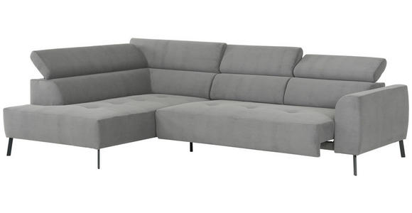ECKSOFA Hellgrau Feincord - Hellgrau/Schwarz, Design, Textil/Metall (205/280cm) - Xora