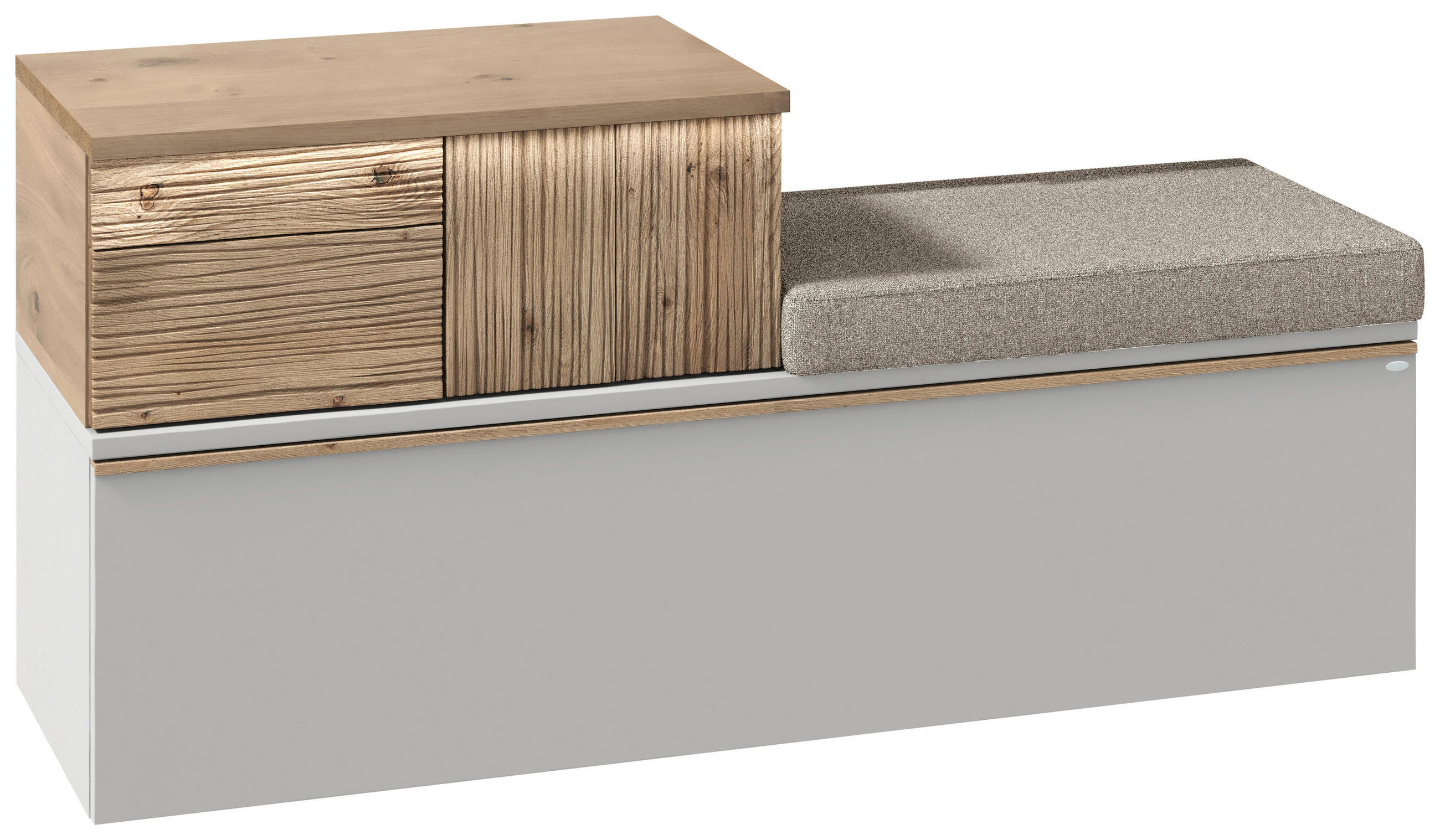 GARDEROBENBANK  in 128/62/42,9 cm  - Wildeiche/Weiß, Design, Holz/Holzwerkstoff (128/62/42,9cm) - Voglauer