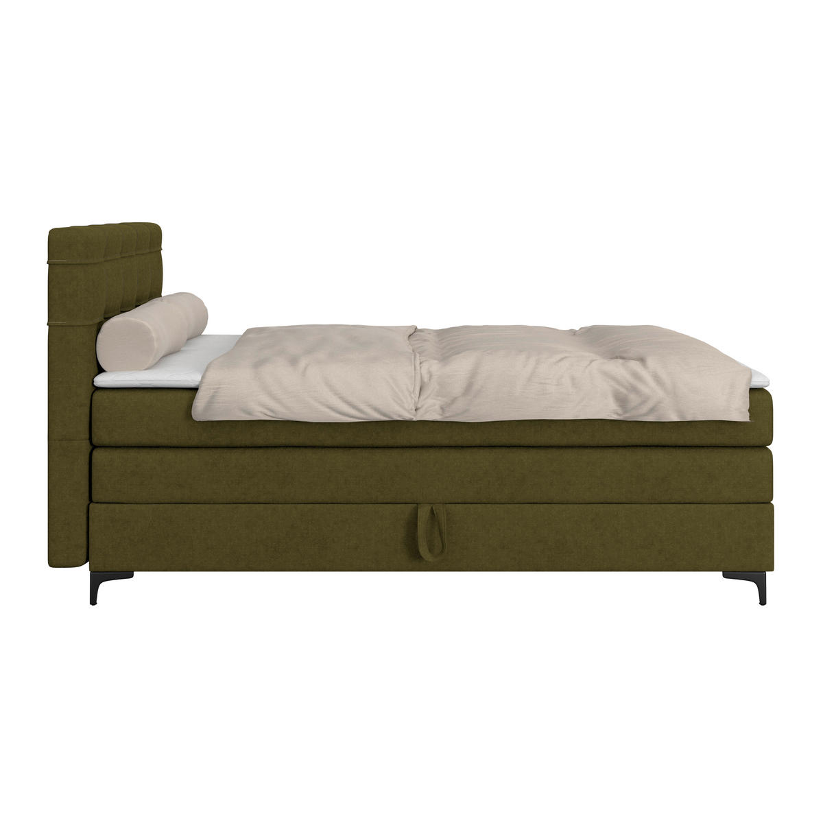 BOXSPRINGBETT 140/200 cm,  in Grün, H3 = fest  - Schwarz/Grün, KONVENTIONELL, Kunststoff/Textil (140/200cm)