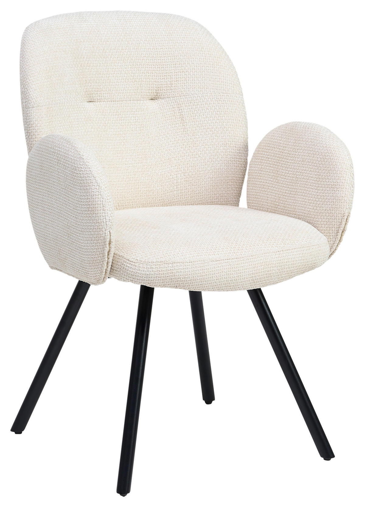 STOLIČKA S PODRÚČKAMI, železo, ženilka, čierna, biela - čierna/biela, Lifestyle, kov/drevo (60/87/65cm) - Livetastic