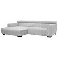 ECKSOFA in Webstoff Hellgrau  - Hellgrau/Schwarz, KONVENTIONELL, Textil/Metall (182/279cm) - Hom`in