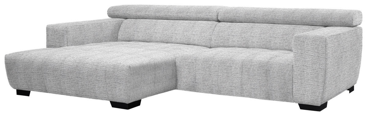 ECKSOFA in Webstoff Hellgrau  - Hellgrau/Schwarz, Konventionell, Textil/Metall (182/279cm) - Hom`in