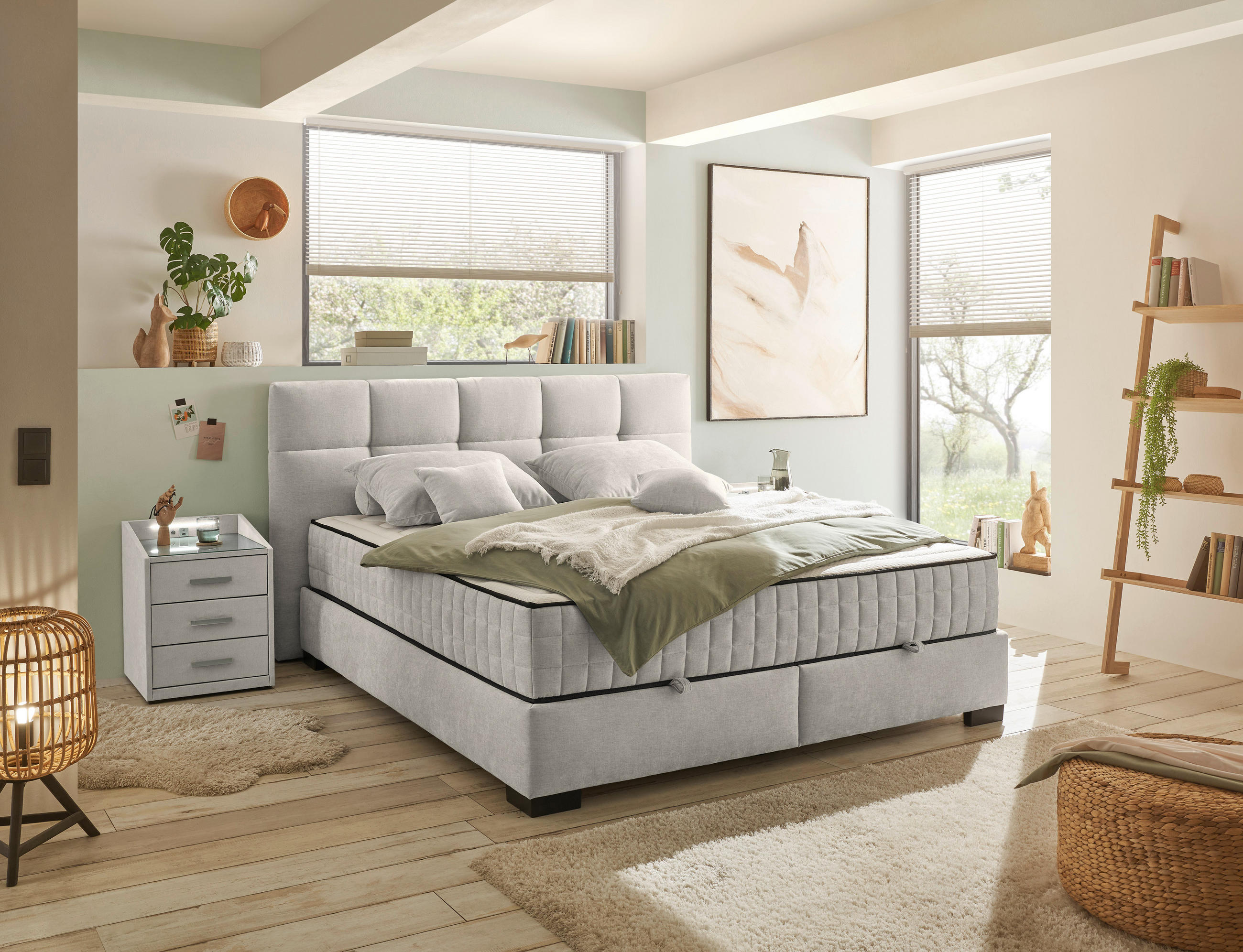 BOXBETT 160/200 cm  in Beige  - Beige/Schwarz, MODERN, Holzwerkstoff/Kunststoff (160/200cm) - MID.YOU