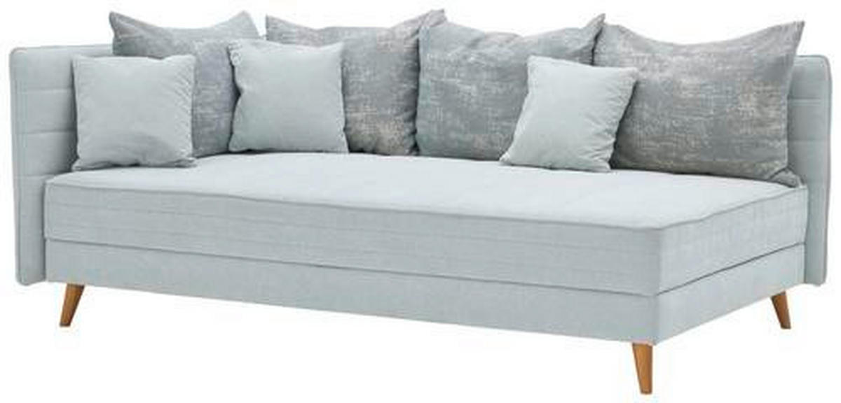 LIEGE in Grau, Hellblau  - Grau/Hellblau, Design, Holz/Textil (210/84/130cm) - Joka