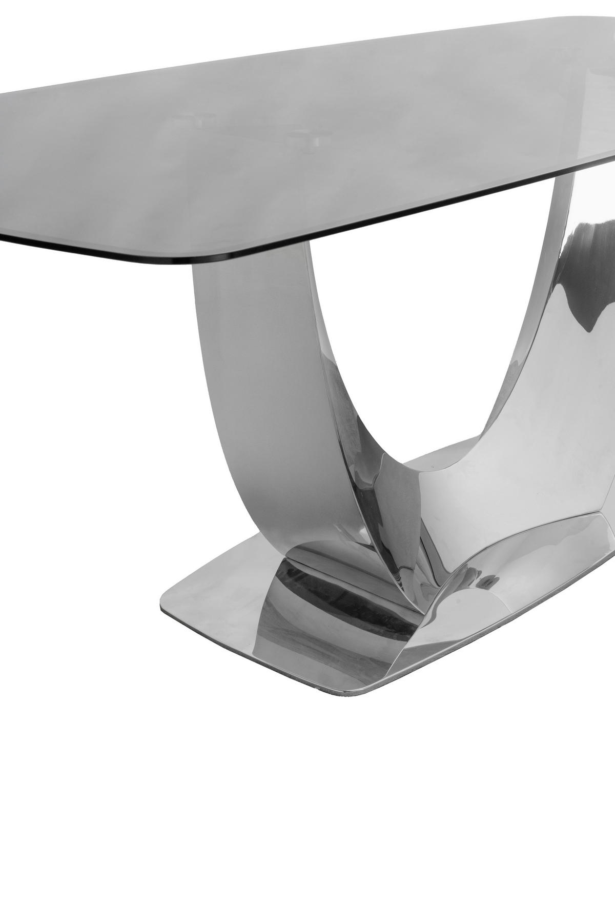 ESSTISCH 200/95/76 cm  Metall, Glas rechteckig Chromfarben, Dunkelgrau  - Chromfarben/Dunkelgrau, Design, Glas/Metall (200/95/76cm) - Milino