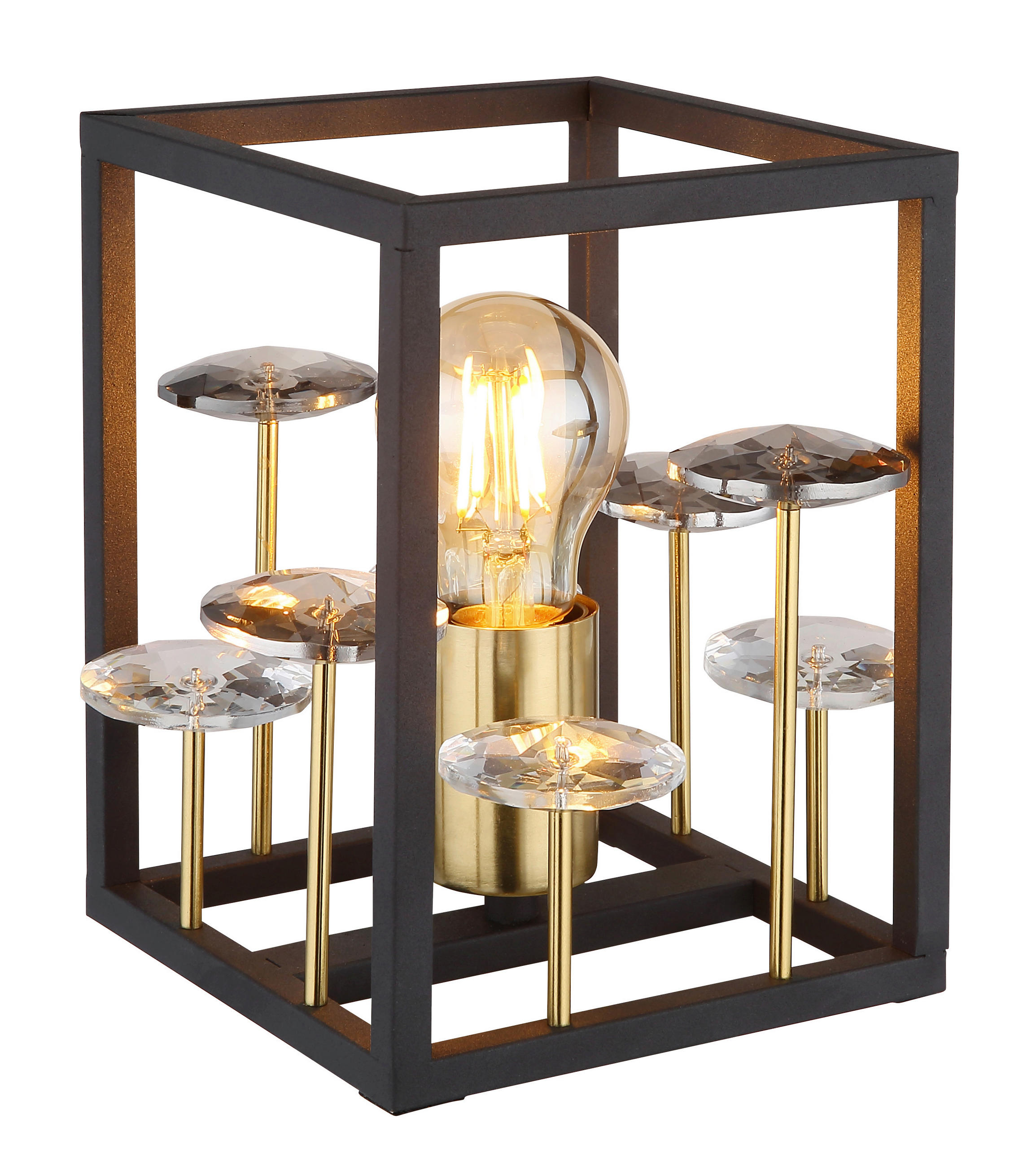 TISCHLEUCHTE - Klar/Goldfarben, Basics, Glas/Kunststoff (15/15/20cm) - Globo