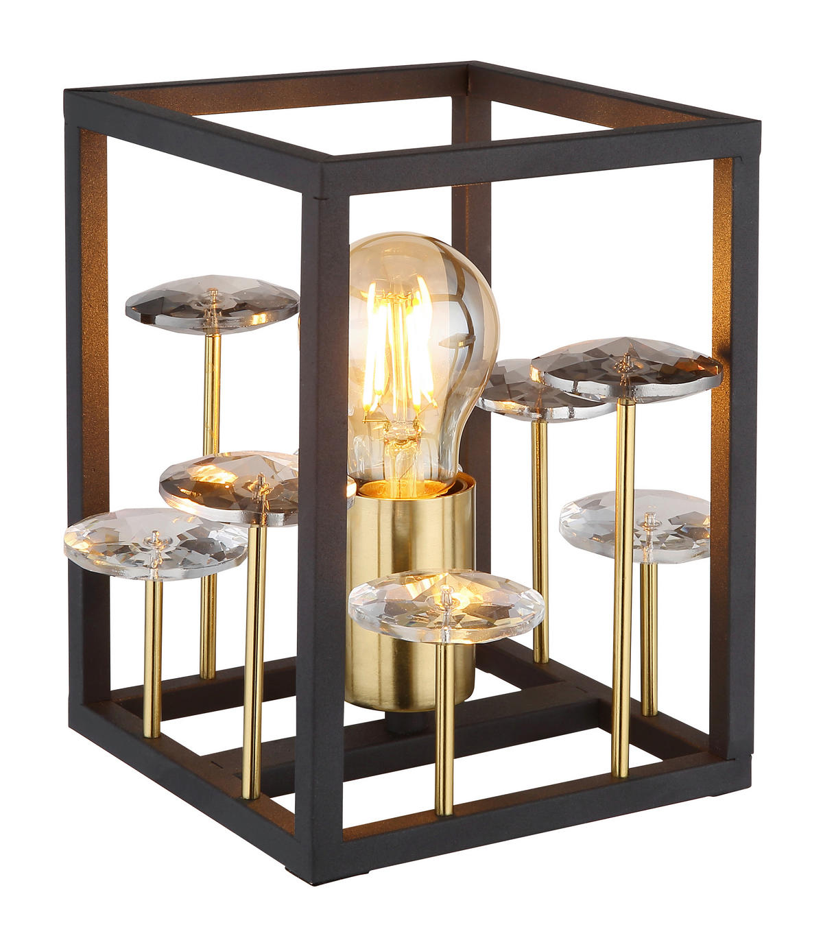 TISCHLEUCHTE - Klar/Goldfarben, Basics, Glas/Kunststoff (15/15/20cm) - Globo