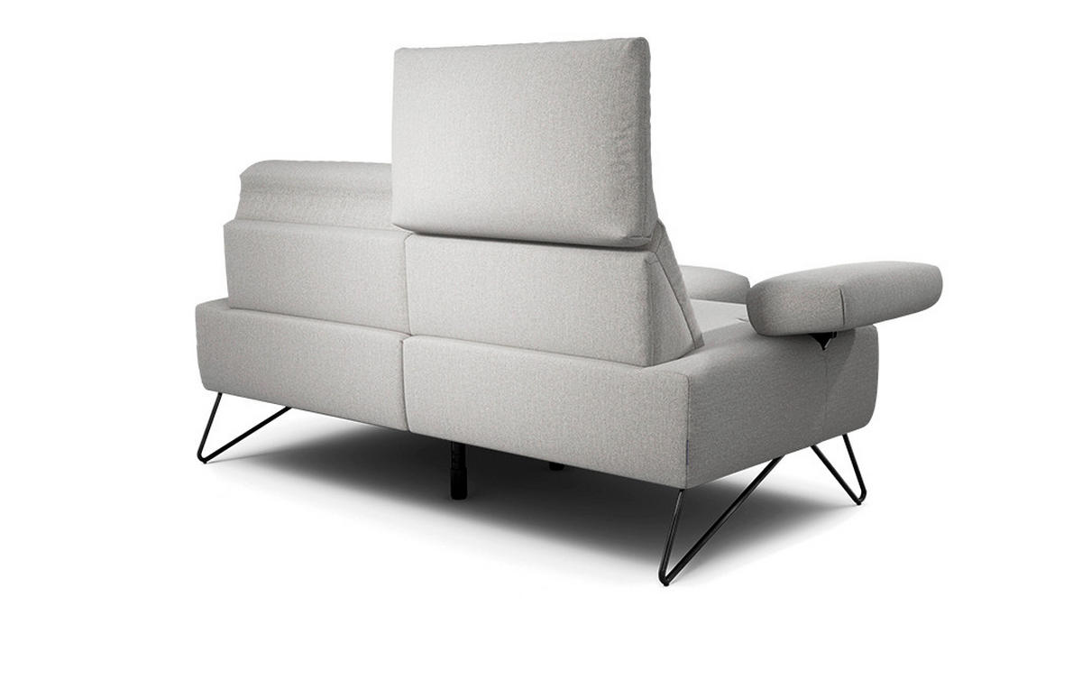 2-SITZER-SOFA Chenille Hellgrau  - Hellgrau/Schwarz, Design, Textil/Metall (164-194/85/86-94cm) - SENSOO