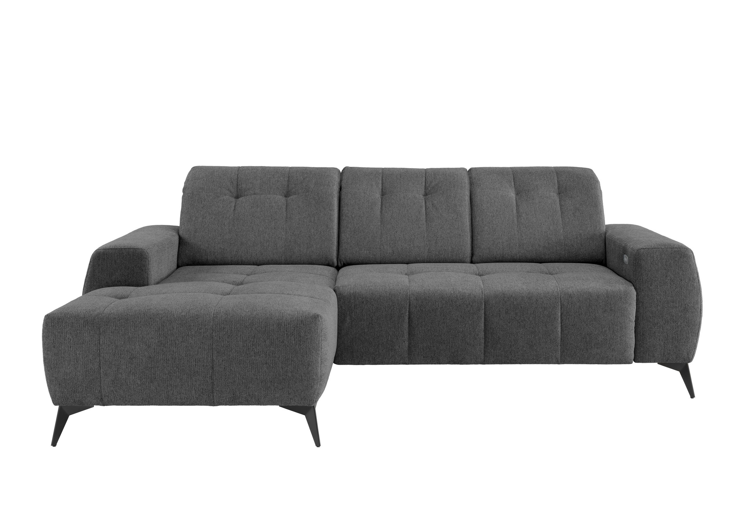 ECKSOFA Anthrazit Chenille - Anthrazit/Schwarz, MODERN, Textil/Metall (180/258cm) - Livetastic