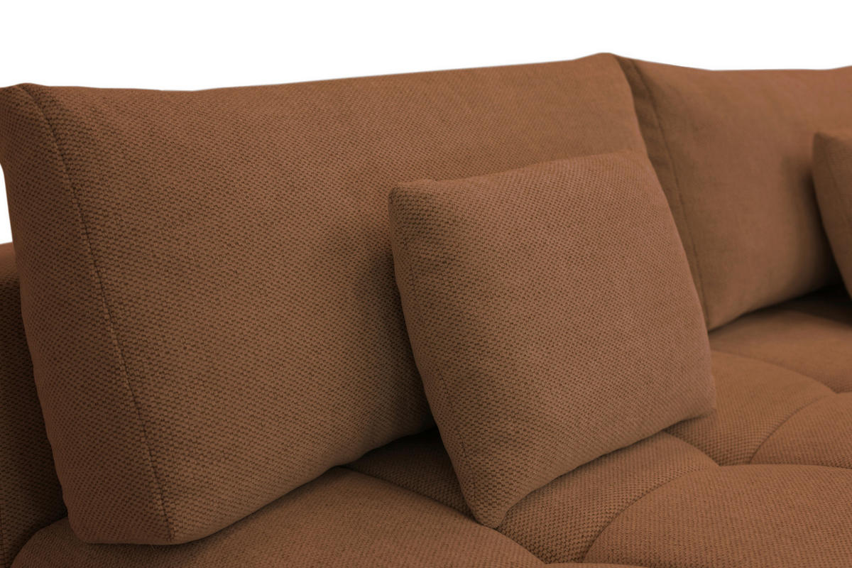 BOXSPRINGSOFA in Chenille Rostfarben  - Rostfarben/Schwarz, MODERN, Kunststoff/Textil (210/72/105cm) - Cantus