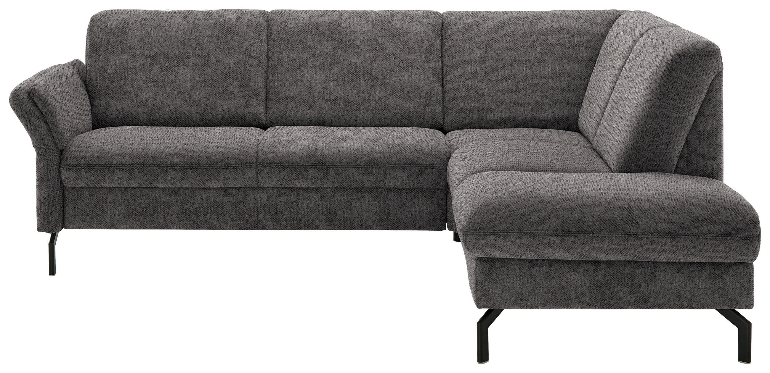 ECKSOFA in Flachgewebe Dunkelbraun  - Dunkelbraun/Schwarz, Konventionell, Textil/Metall (241/190cm) - Beldomo Comfort