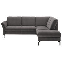 ECKSOFA in Flachgewebe Dunkelbraun  - Dunkelbraun/Schwarz, Konventionell, Textil/Metall (241/190cm) - Beldomo Comfort