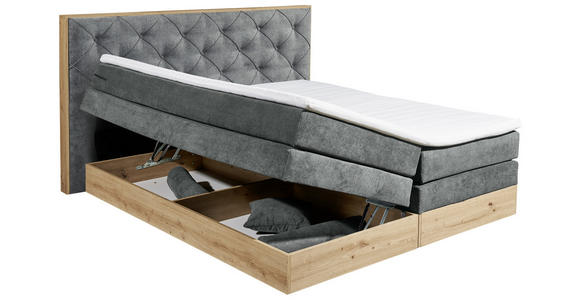 BOXSPRINGBETT 180/200 cm  in Grau, Naturfarben  - Naturfarben/Grau, KONVENTIONELL, Kunststoff/Textil (180/200cm) - Esposa