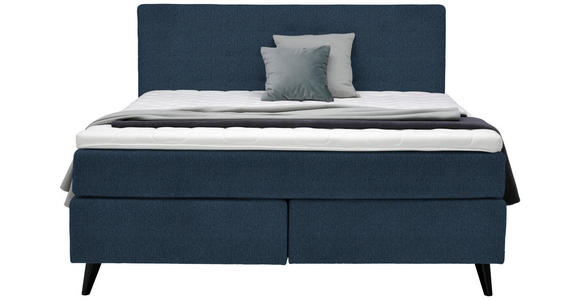 BOXSPRINGBETT 180/200 cm  in Blau  - Blau/Schwarz, KONVENTIONELL, Holz/Textil (180/200cm) - Voleo