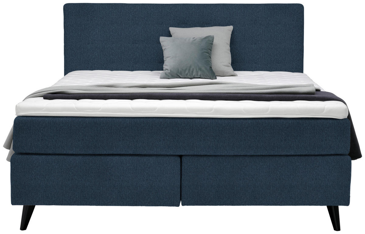 BOXSPRINGBETT 180/200 cm  in Blau  - Blau/Schwarz, Konventionell, Holz/Textil (180/200cm) - Voleo