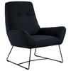SESSEL in Echtleder Dunkelblau  - Schwarz/Dunkelblau, Design, Leder/Metall (82/102/81cm) - Pure Home Lifestyle