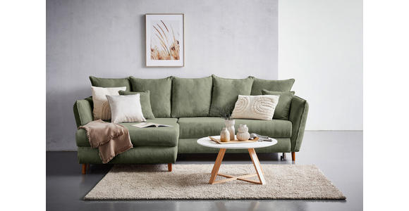 ECKSOFA in Cord Olivgrün 162/284 cm - Eichefarben/Olivgrün, KONVENTIONELL, Holz/Textil (162/284cm) - Carryhome