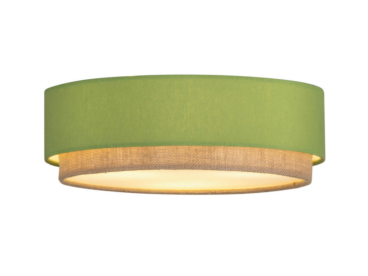 DECKENLEUCHTE 37/12 cm  - Salbeigrün/Naturfarben, Trend, Kunststoff/Textil (37/12cm) - Collett's Monde