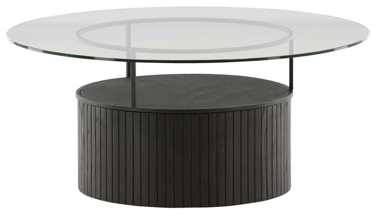 COUCHTISCH in Holz, Glas 90/90/40 cm  - Klar/Schwarz, Design, Glas/Holz (90/90/40cm) - Livetastic
