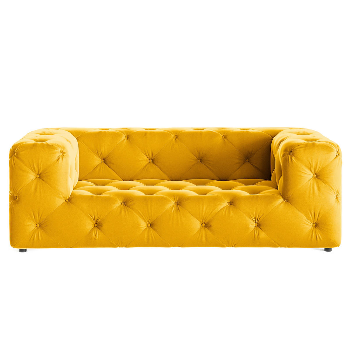 2-SITZER-SOFA Fresco in Samt Senfgelb  - Senfgelb/Schwarz, Design, Kunststoff/Textil (193/71/100cm) - P & B