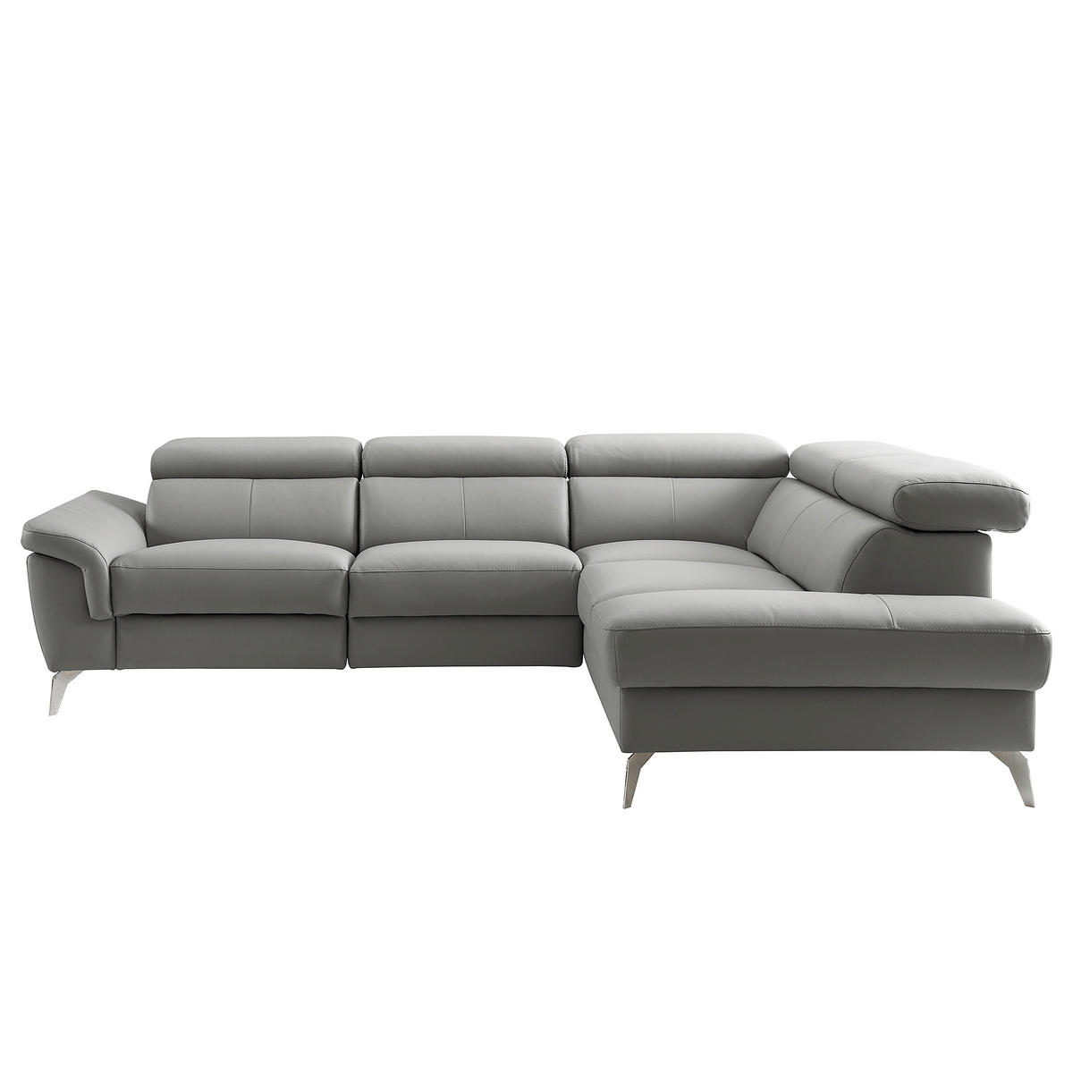 ECKSOFA Lederlook Echtleder Anthrazit  - Chromfarben/Anthrazit, Design, Leder/Textil (265/210cm) - Livetastic