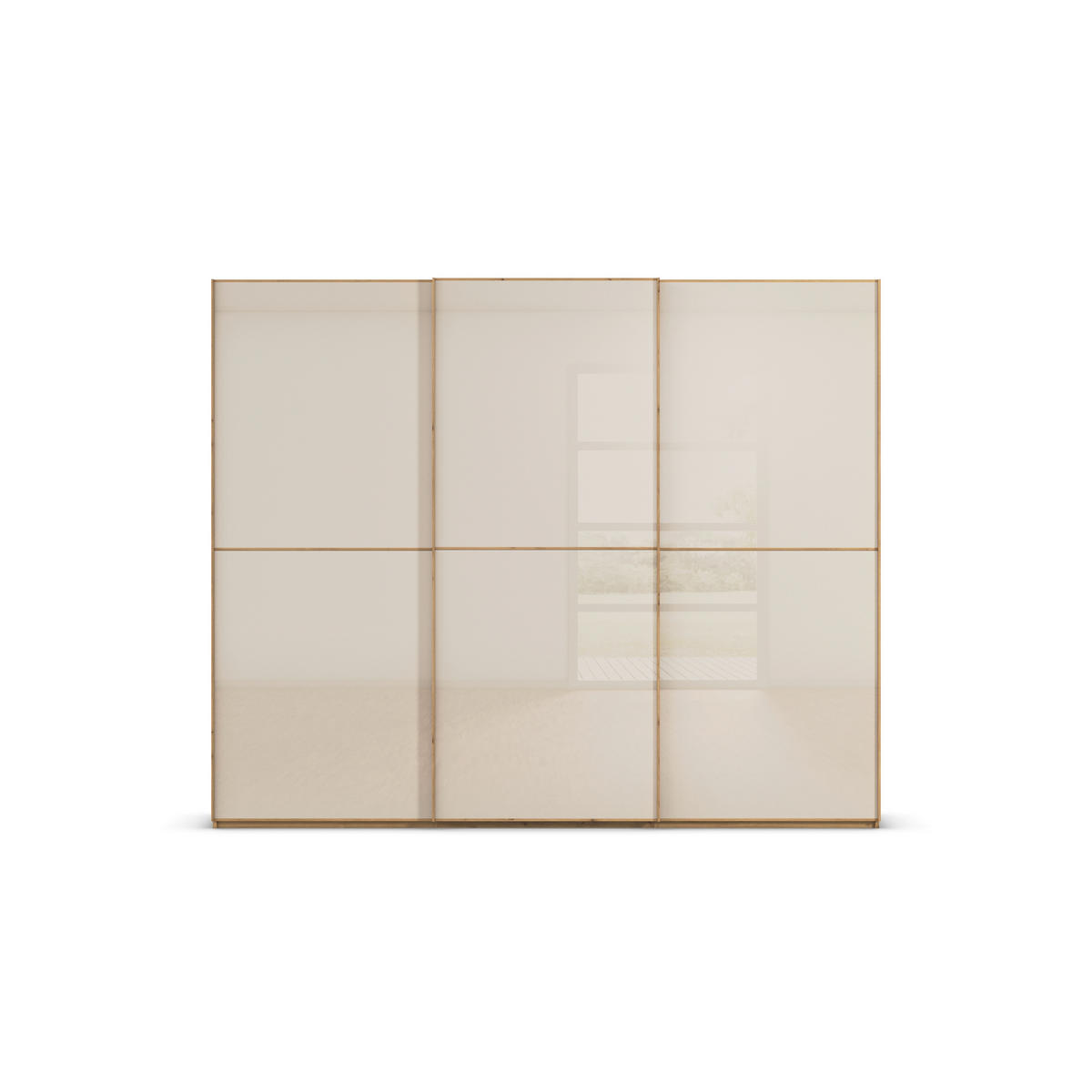 SCHWEBETÜRENSCHRANK 270/223/68 cm,  in Eichefarben, Champagner, 3 Tür(en)  - Champagner/Eichefarben, Design, Glas/Holzwerkstoff (270/223/68cm) - Novel