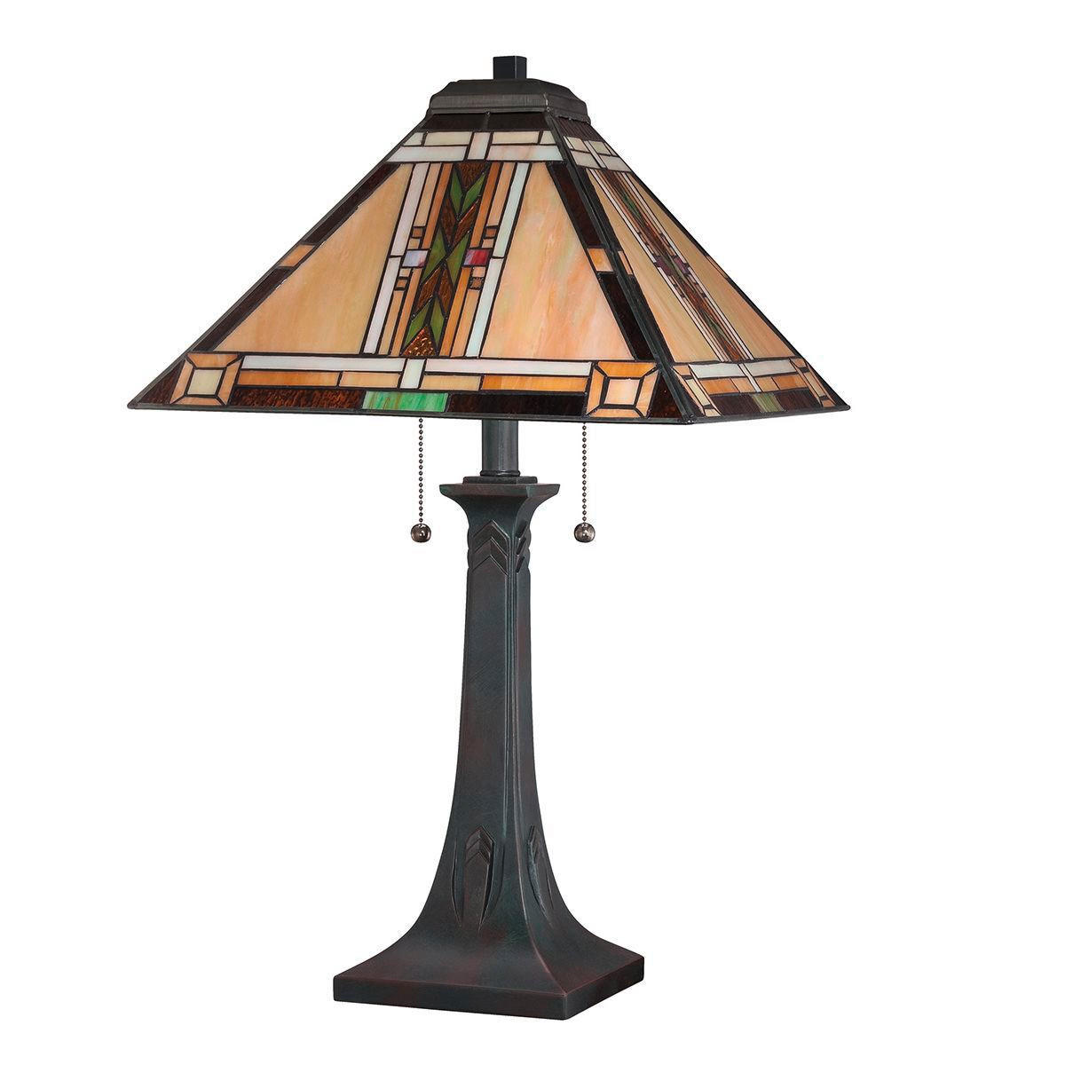 TISCHLEUCHTE Navajo 40.6/63,1 cm   - Dunkelbraun/Multicolor, KONVENTIONELL, Glas/Naturmaterialien (40.6/63,1cm) - Elstead Lighting