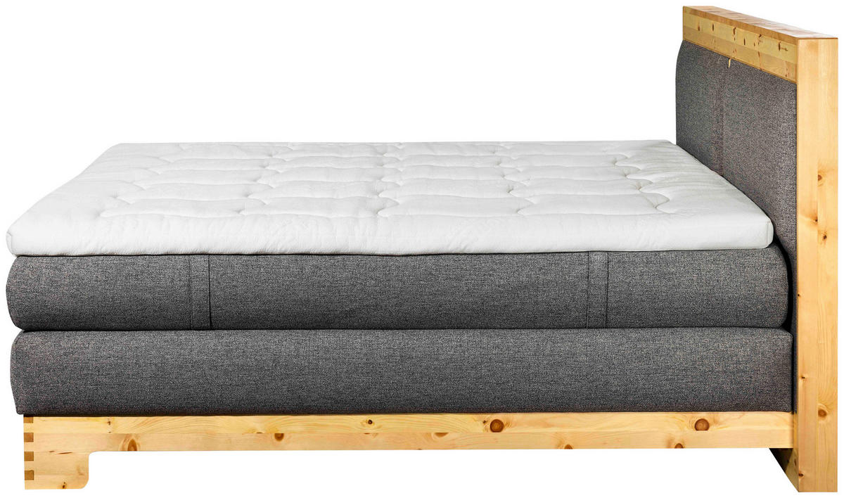 BOXSPRINGBETT 160/200 cm  in Zirbelkieferfarben, Hellgrau  - Zirbelkieferfarben/Hellgrau, Natur, Holz/Textil (160/200cm) - Linea Natura