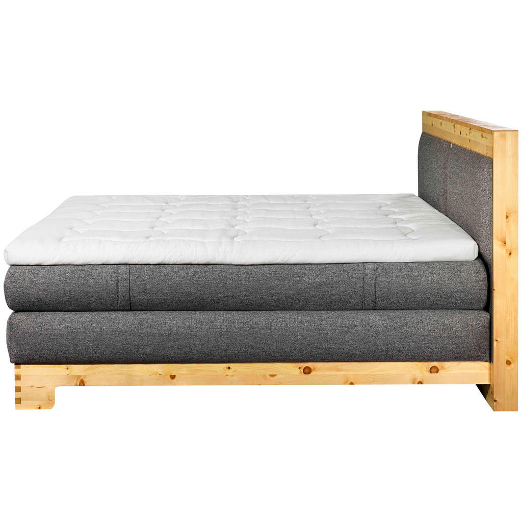 Thumbnail - Linea Natura Boxspringbett, Zirbelkiefer, Hellgrau, Textil, Zirbelkiefer,Zirbelkiefer, H3 + H4, Höhe ca. 22 cm, 180x200 ...
