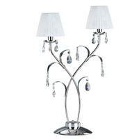 KRISTALL-TISCHLEUCHTE 45/70 cm   - Chromfarben/Weiß, KONVENTIONELL, Glas/Textil (45/70cm)