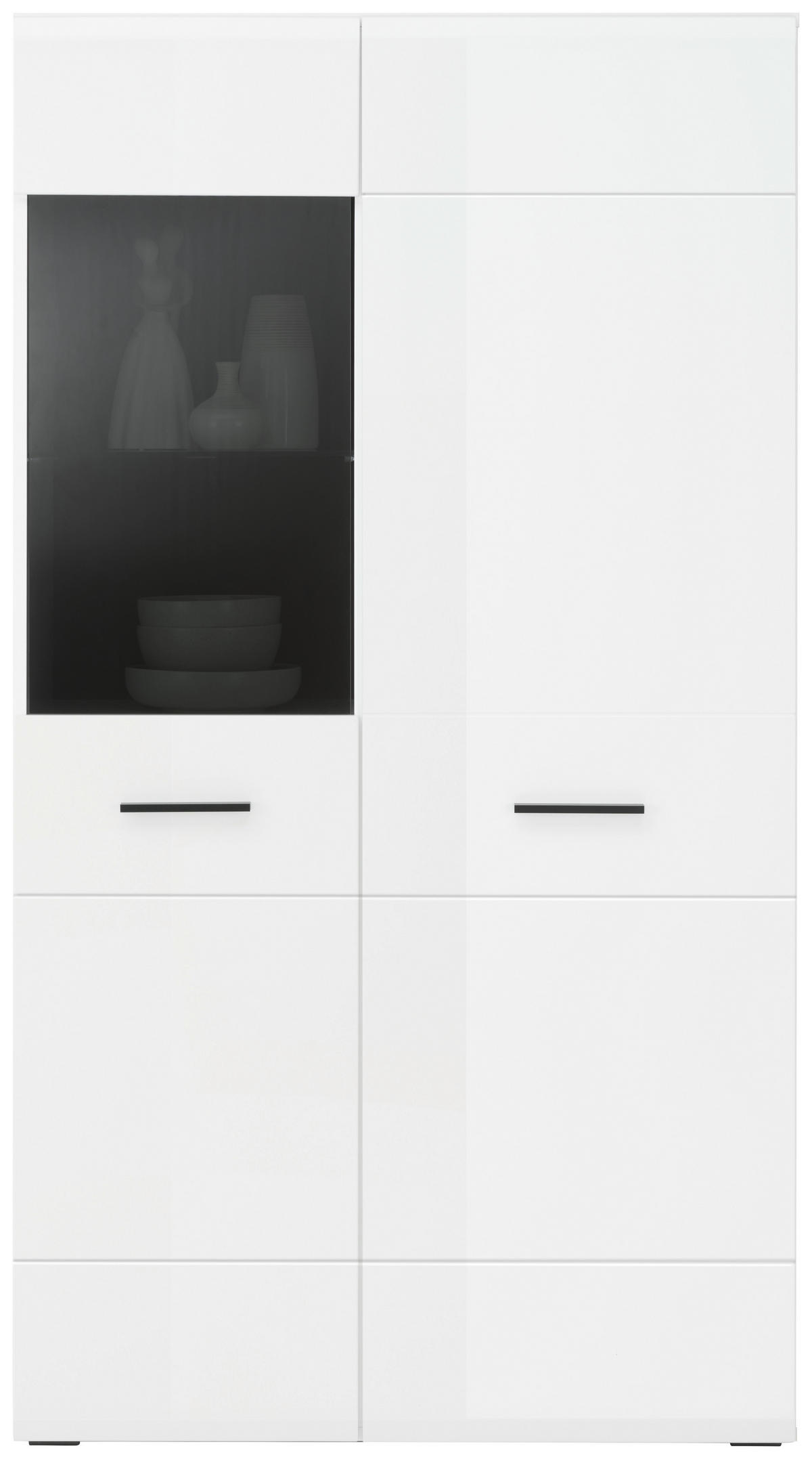 VITRÍNA, bílá, antracitová, 90/164/41 cm - bílá/antracitová, Moderní, kompozitní dřevo/plast (90/164/41cm) - Hom`in