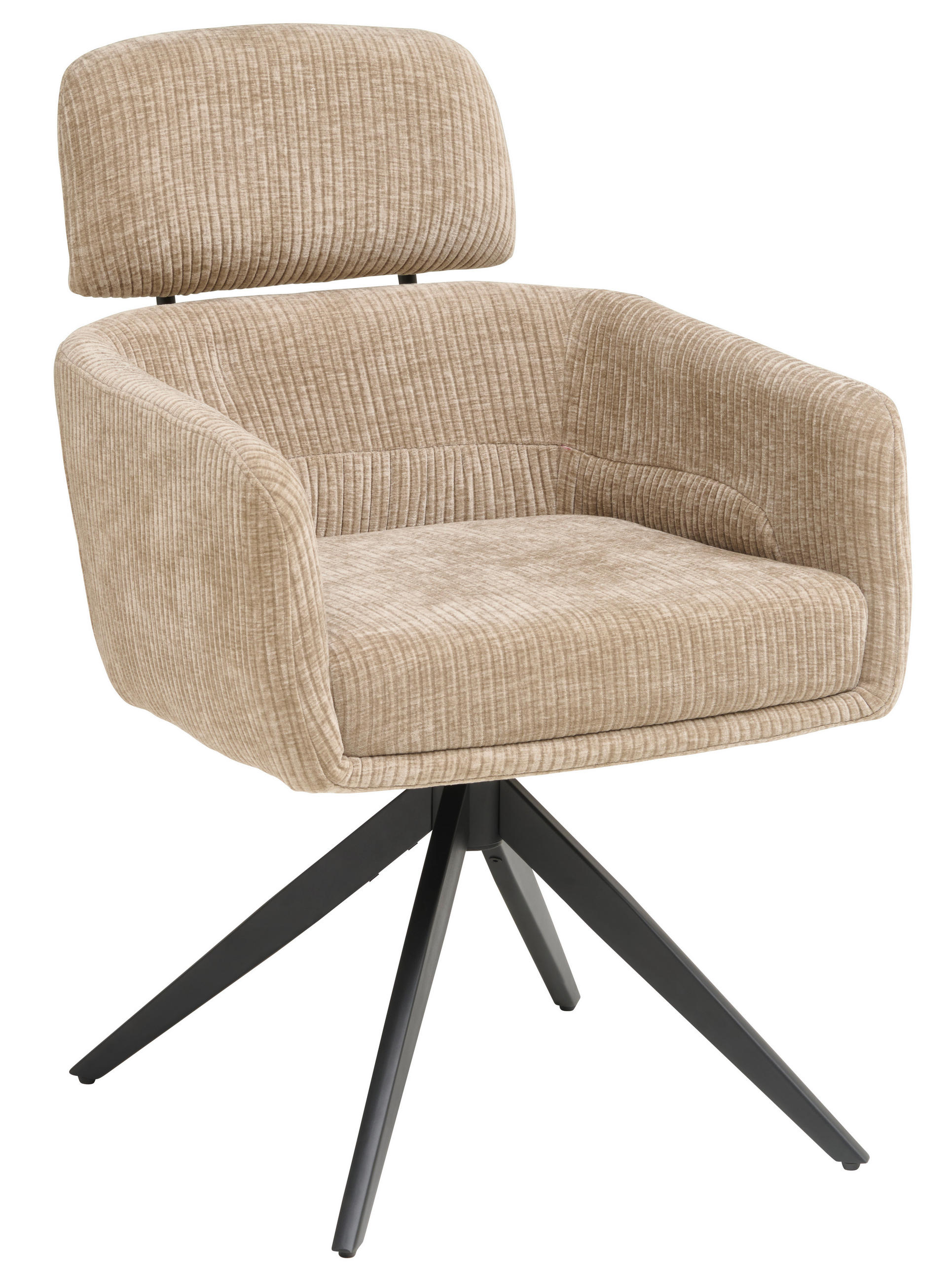 Scaun Cu Brațe din lemn, metal, textil, bej