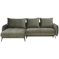 ECKSOFA in Flachgewebe Olivgrün  180/273 cm  - Schwarz/Olivgrün, Design, Textil/Metall (180/273cm) - Hom`in
