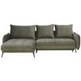 ECKSOFA in Flachgewebe Olivgrün  180/273 cm  - Schwarz/Olivgrün, Design, Textil/Metall (180/273cm) - Hom`in