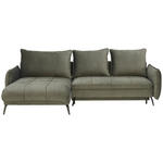ECKSOFA in Flachgewebe Olivgrün  180/273 cm  - Schwarz/Olivgrün, Design, Textil/Metall (180/273cm) - Hom`in