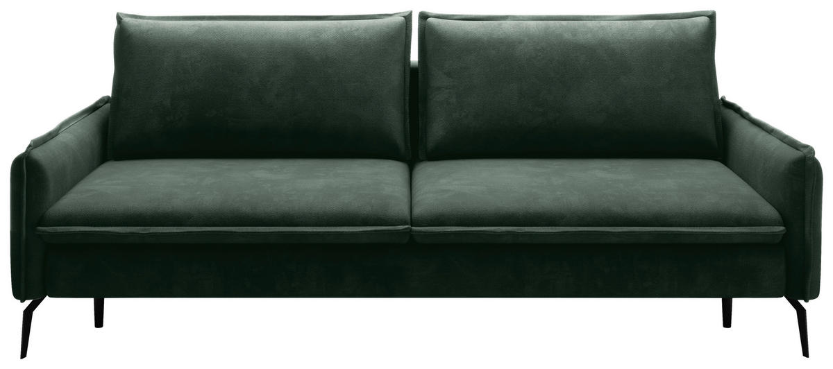 SCHLAFSOFA  mit Liegefunktion, Rücken echt Chenille Waldgrün  - Waldgrün/Schwarz, KONVENTIONELL, Textil/Metall (223/89/107cm) - Carryhome