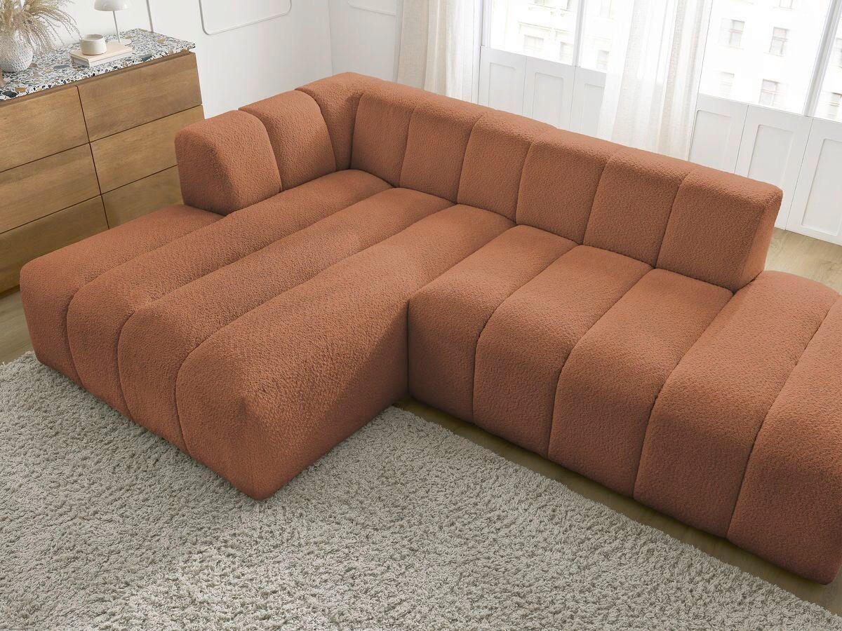 ECKSOFA  ANNECY Orange Bouclé  - Schwarz/Orange, MODERN, Kunststoff/Textil (170/262cm)