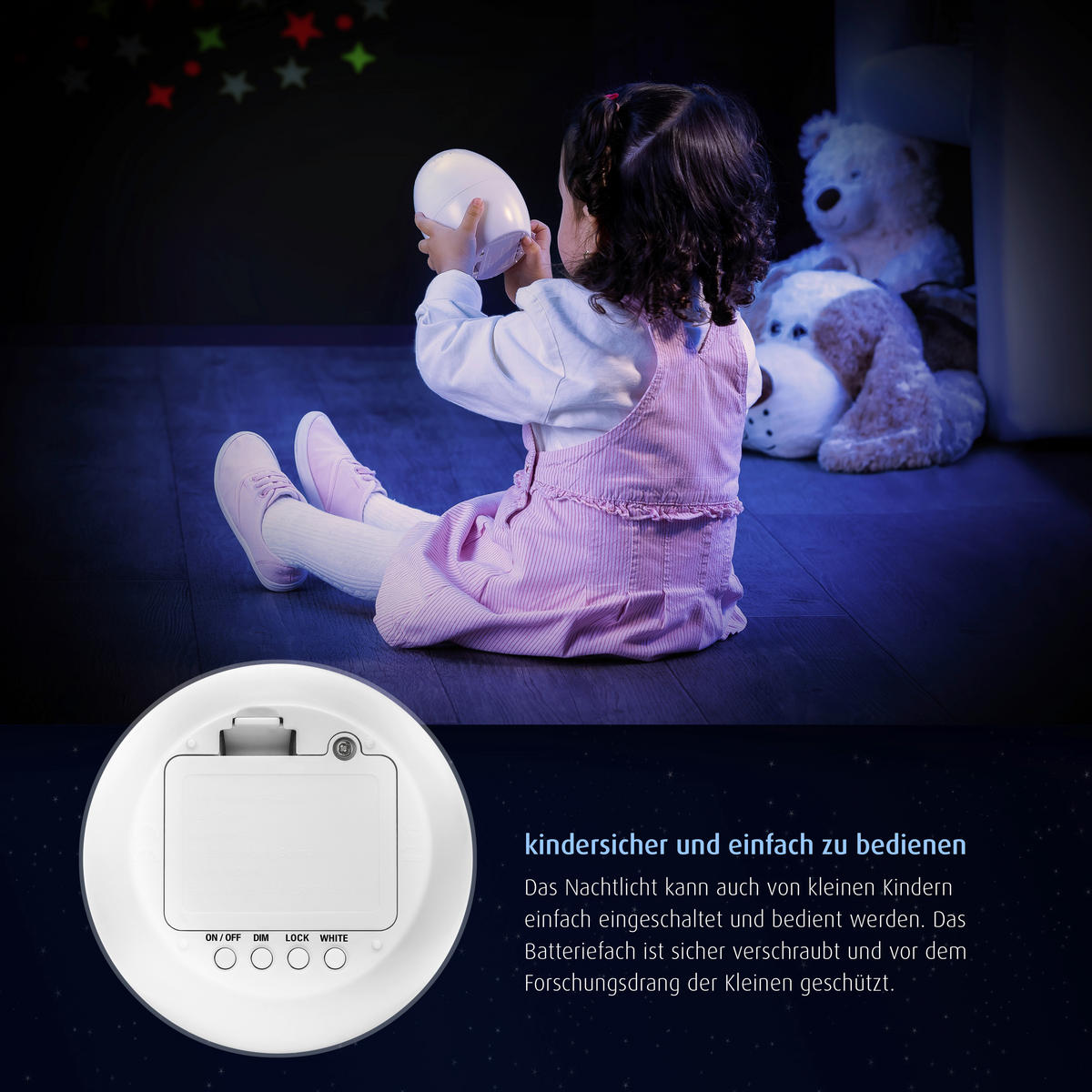KINDER-NACHTLICHT 10,2/15,5/10,2 cm   - Weiß, Basics, Kunststoff (10,2/15,5/10,2cm) - Reer