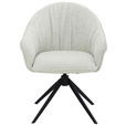 ARMLEHNSTUHL  Sitzfläche 360° drehbar, automatische Rückholfunktion Webstoff  - Creme/Schwarz, Design, Textil/Metall (66/83/64cm) - Novel