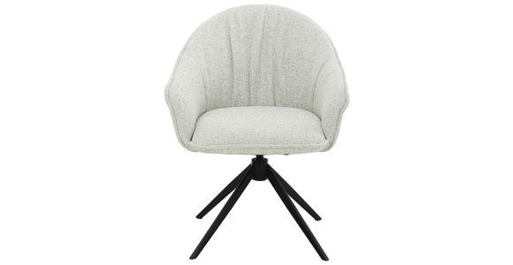 ARMLEHNSTUHL  Sitzfläche 360° drehbar, automatische Rückholfunktion Webstoff  - Creme/Schwarz, Design, Textil/Metall (66/83/64cm) - Novel