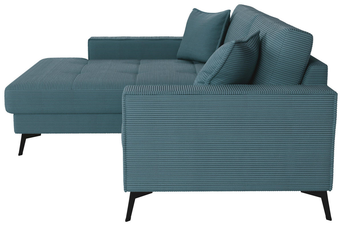 ECKSOFA TED Blau Cord Zierkissen  - Blau/Schwarz, Trend, Textil/Metall (174/228cm) - P & B