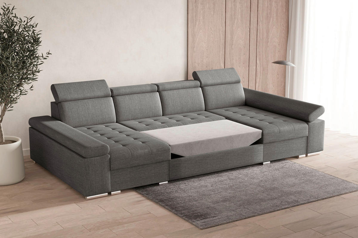 WOHNLANDSCHAFT TORONTO U Grau Webstoff  - Silberfarben/Grau, Design, Textil (168/330/168cm) - MID.YOU