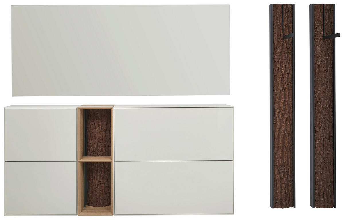 GARDEROBE 256/174/20 cm  - Weiss/Eichefarben, Design, Glas/Holz (256/174/20cm) - Johann Jakob