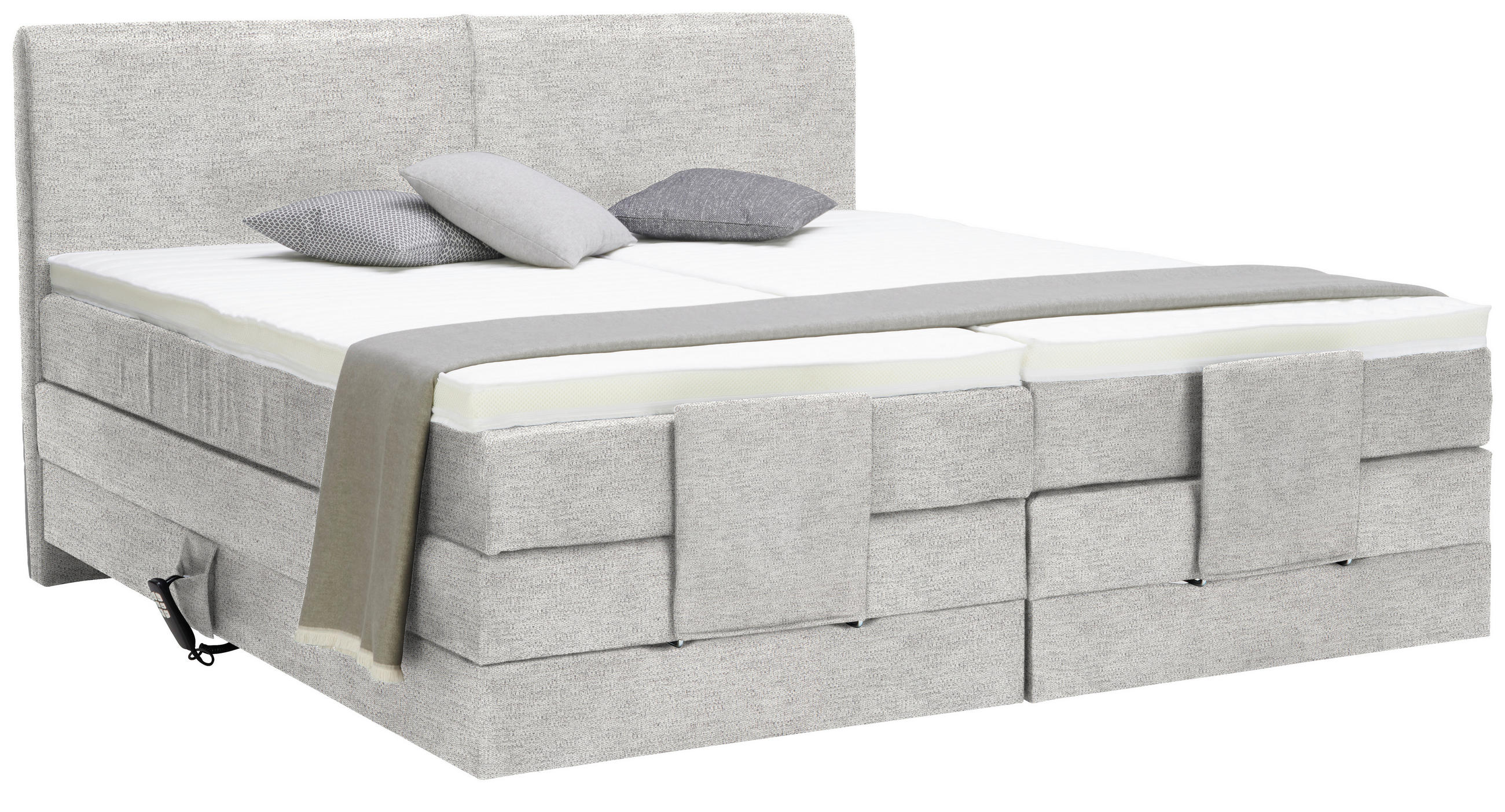 BOXSPRINGBETT 160/200 cm  in Hellgrau  - Hellgrau/Schwarz, Design, Kunststoff/Textil (160/200cm) - Hom`in