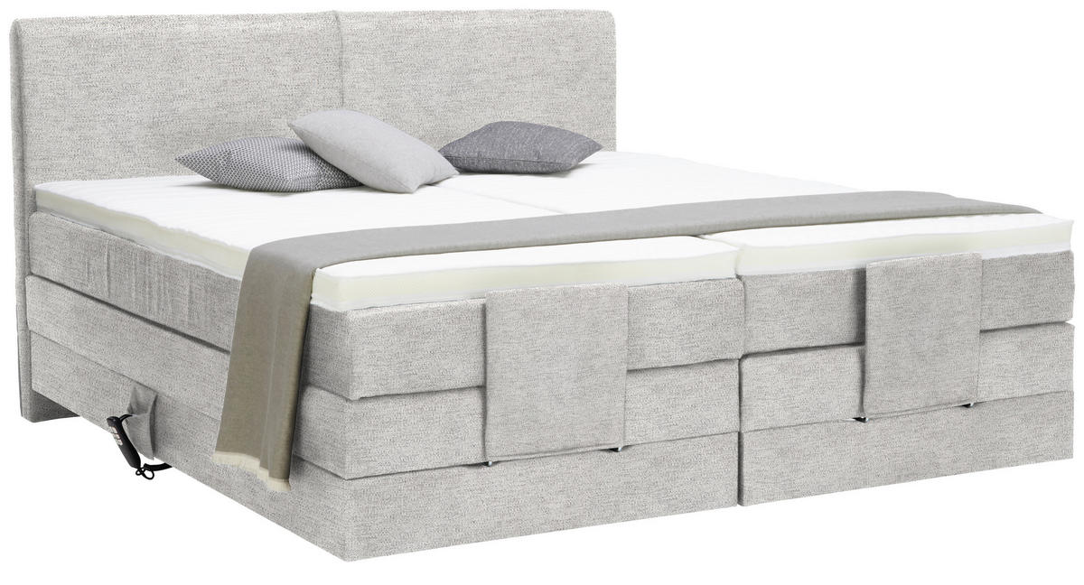 BOXSPRINGBETT 160/200 cm  in Hellgrau  - Hellgrau/Schwarz, Design, Kunststoff/Textil (160/200cm) - Hom`in