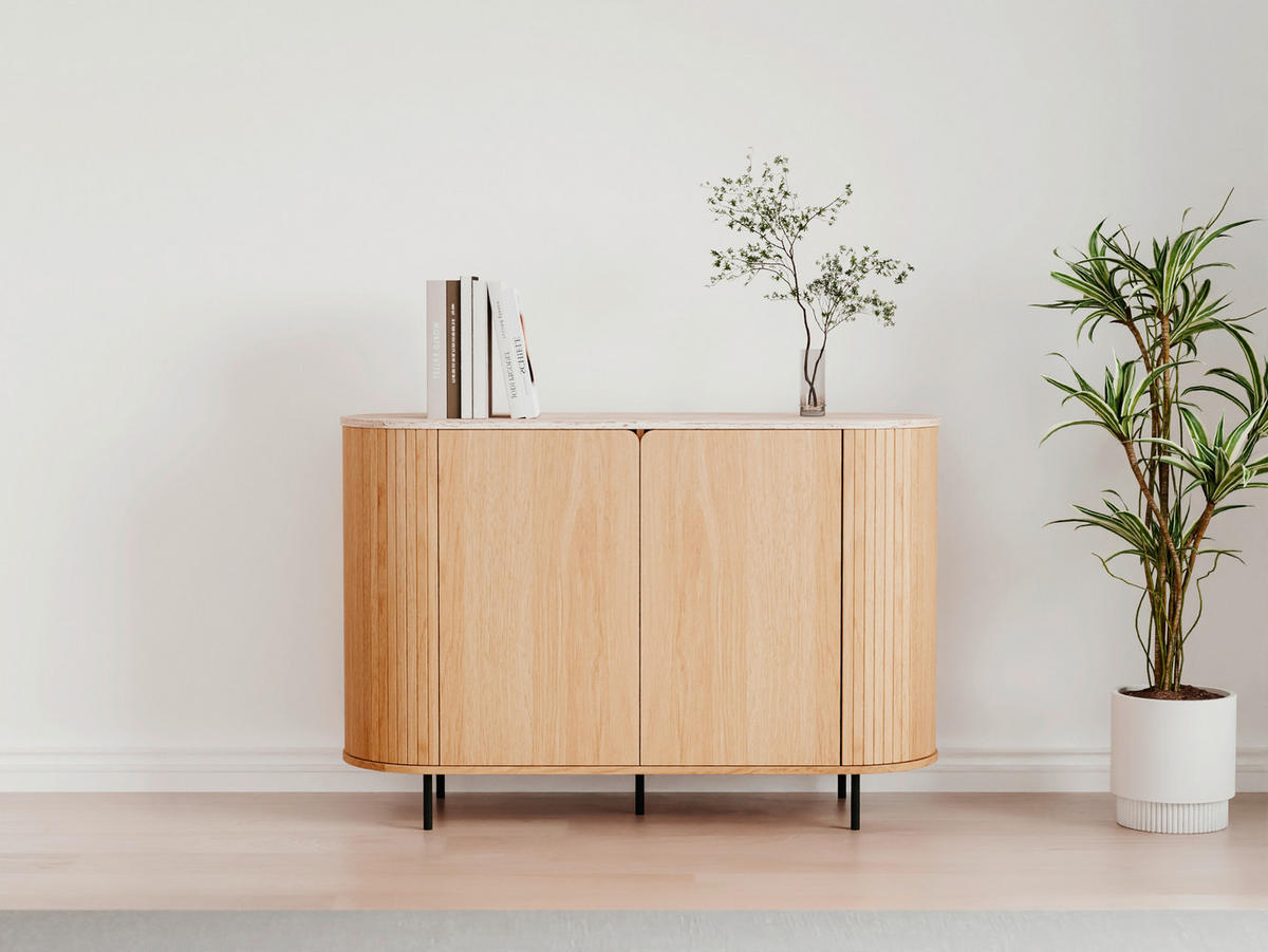 KOMMODE , 120/80/40 cm,  - Eichefarben/Schwarz, Design, Holzwerkstoff/Metall (120/80/40cm) - MID.YOU