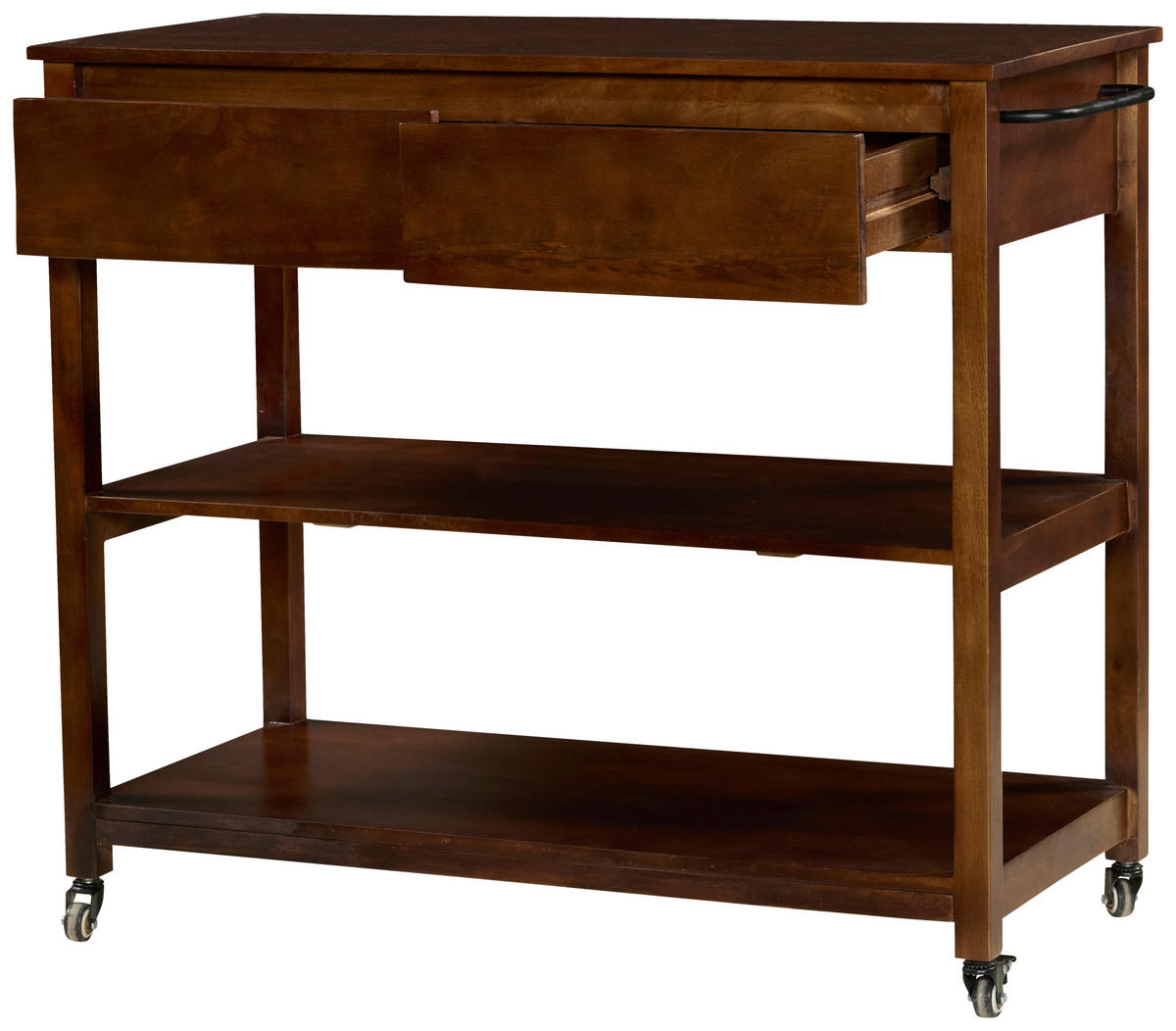 SERVIERWAGEN Mangoholz vollmassiv Walnussfarben  - Walnussfarben, Natur, Holz/Kunststoff (100/90/48cm) - Livetastic
