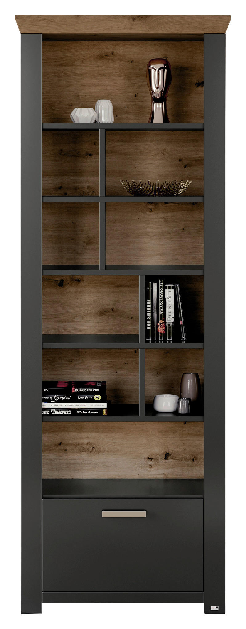 REGAL Graphitfarben, Eiche Artisan - Graphitfarben/Eiche Artisan, Design, Metall (74,5/206,6/42,2cm) - SetOne by Musterring