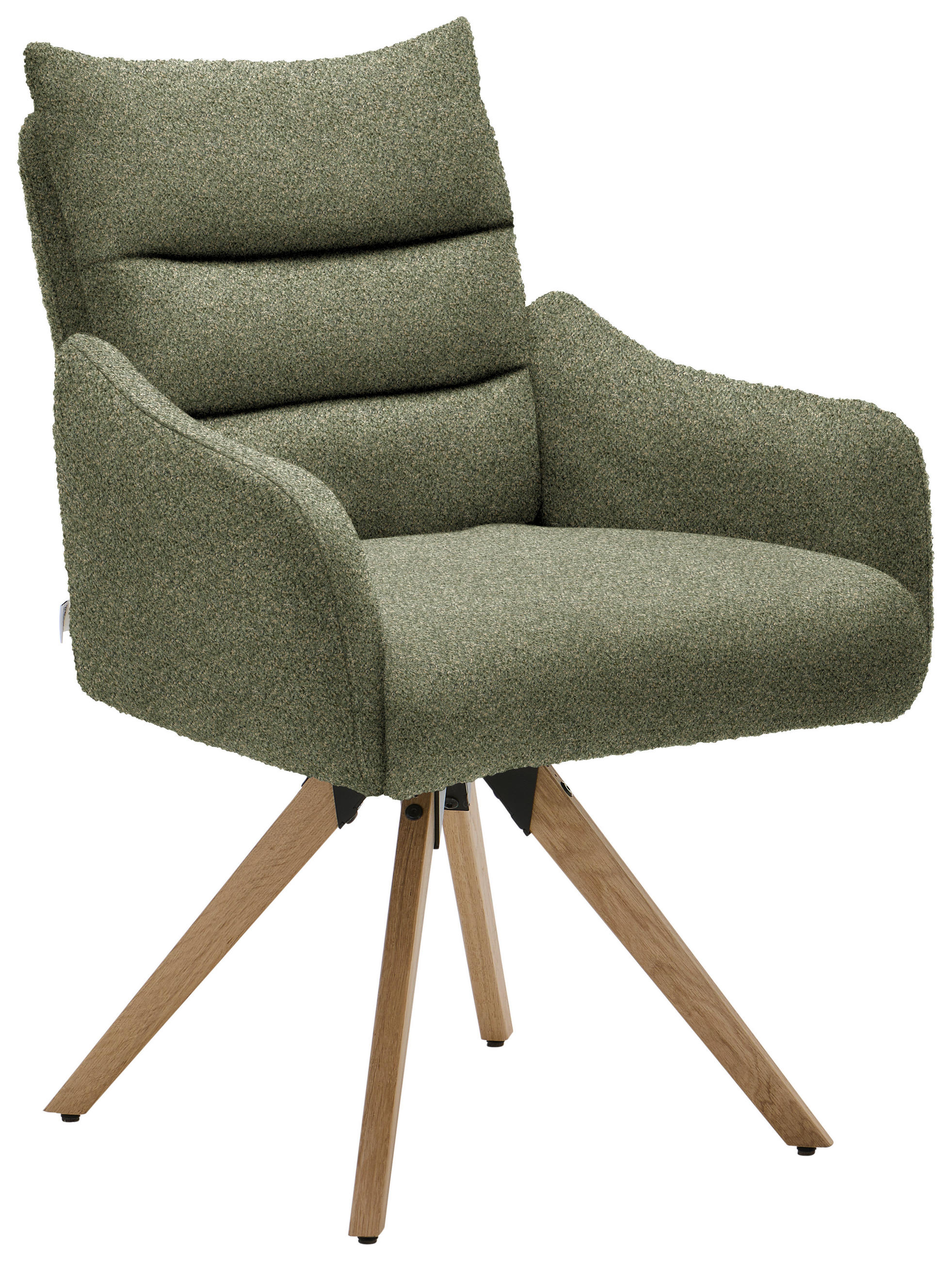 ARMLEHNSTUHL  Beinauswahl, Lederauswahl, Stoffauswahl, Gestellauswahl, Sitzfläche 180° drehbar, automatische Rückholfunktion Chenille  Waldgrün  - Waldgrün/Eichefarben, Design, Holz/Textil (62/86/68cm) - Welnova
