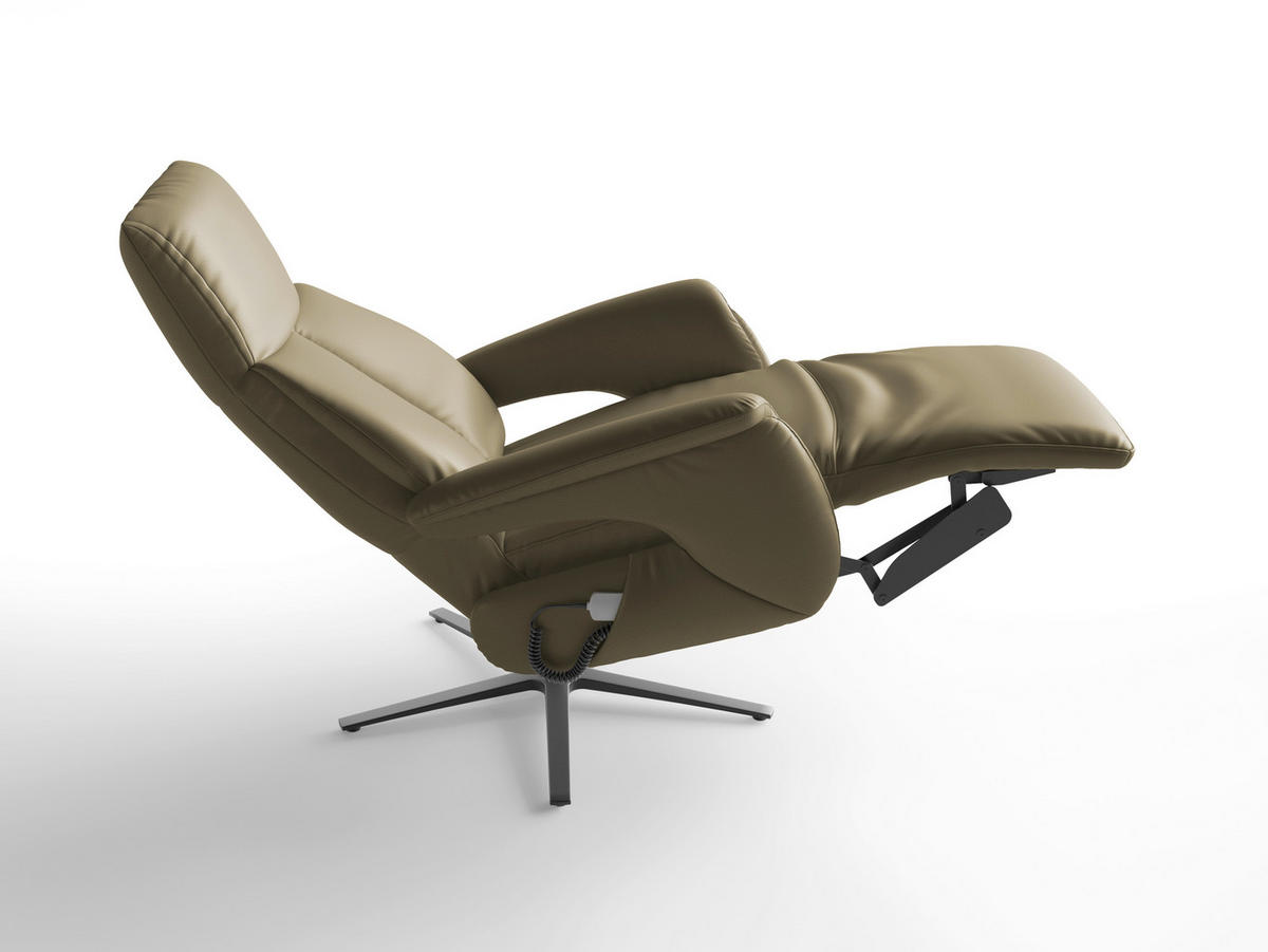 RELAXSESSEL Leder Olivgrün  - Schwarz/Olivgrün, Basics, Leder/Metall (75/110/85cm) - Sit & More